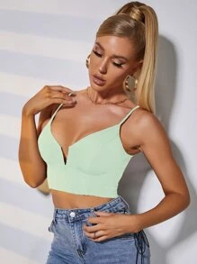 SHEIN SXY V Wired Crop Cami Top - Mint Green - View 3