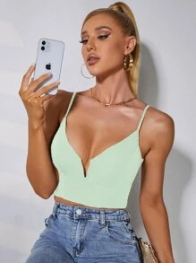 SHEIN SXY V Wired Crop Cami Top - Mint Green - View 4