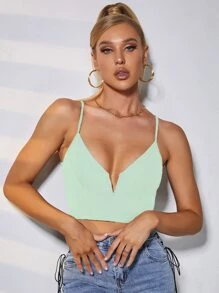 SHEIN SXY V Wired Crop Cami Top - Mint Green - View 5