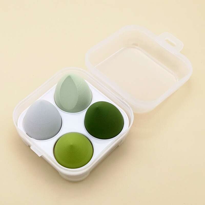 

4pcs Makeup Sponge With Box, Green