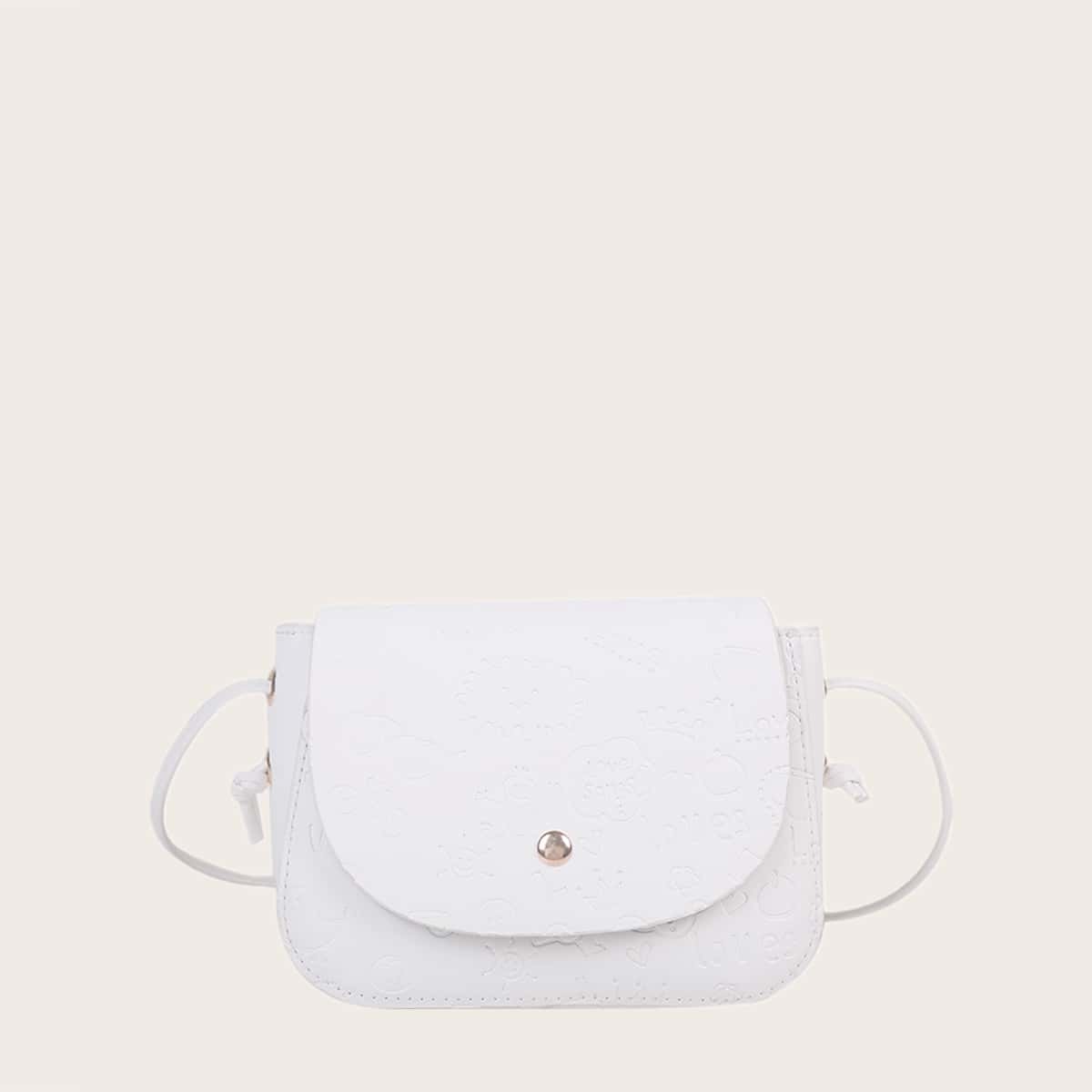 

Cartoon Embossed Crossbody Bag, White