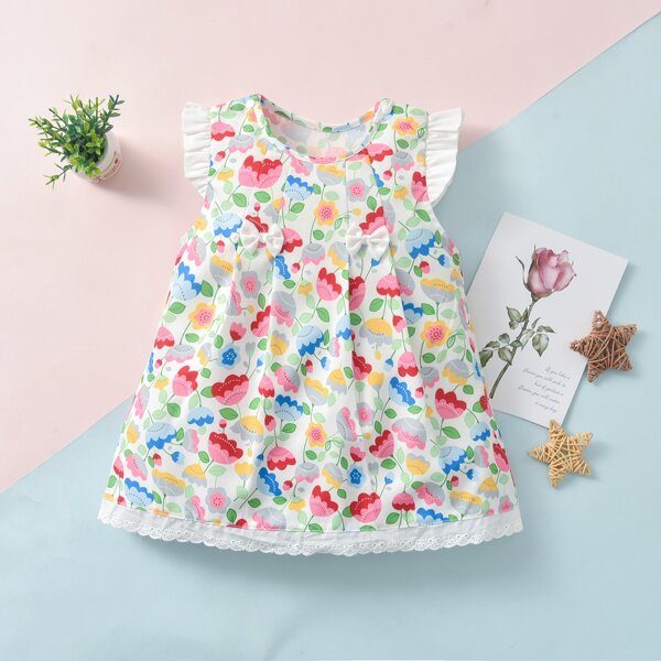 

Baby Girl Bow Front Allover Floral Dress, Multicolor