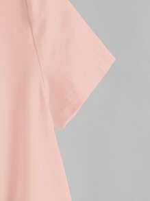 SHEIN Essnce 素色結飾下擺T恤 - 淺粉色 - 查看 3