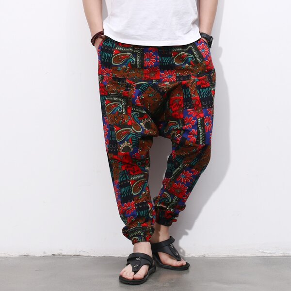 

Men Paisley Print Harem Pants, Multicolor