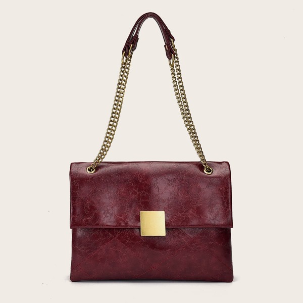 

Chain Shoulder Tote Bag, Red