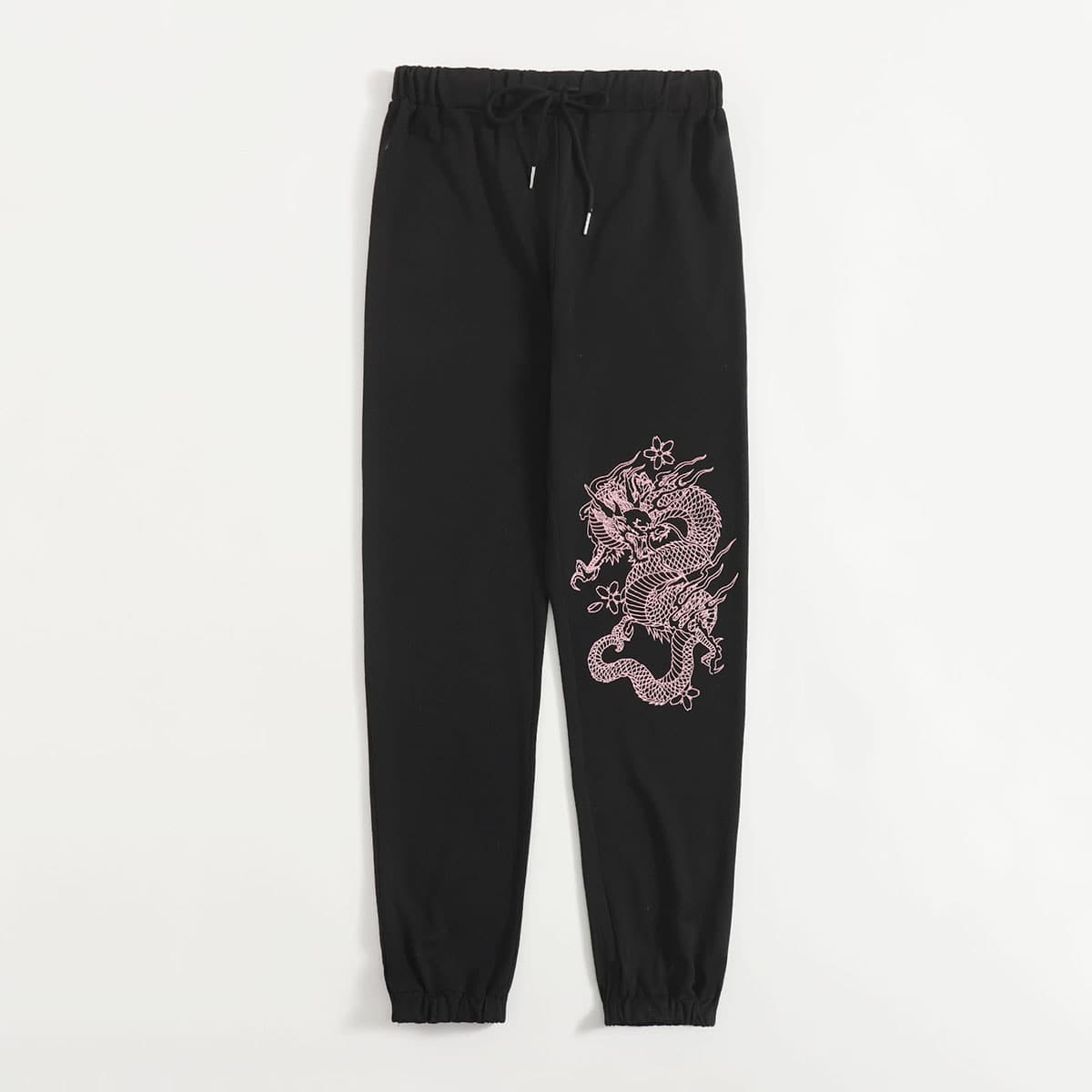 

Chinese Dragon Graphic Sweatpants, Black