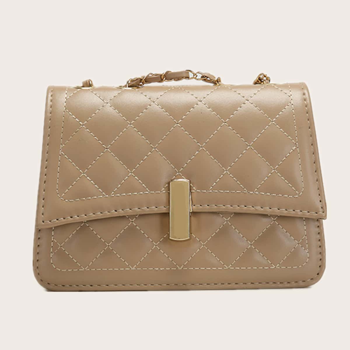 

Quilted Chain Crossbody Bag, Brown