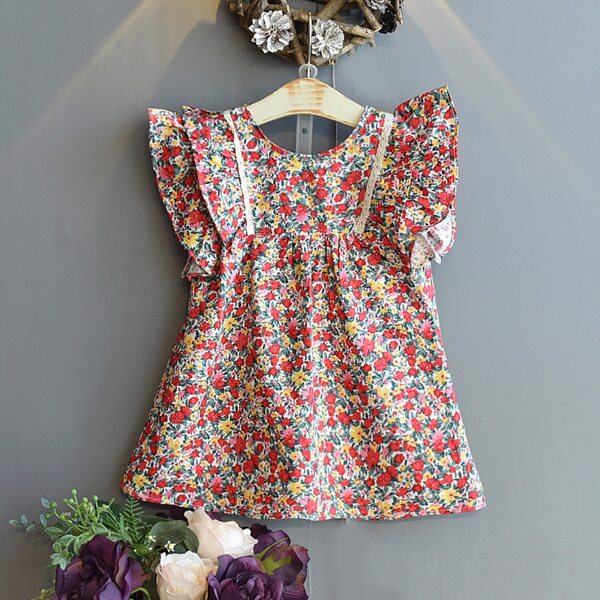 

Toddler Girls Ditsy Floral Ruffle Trim Babydoll Dress, Multicolor