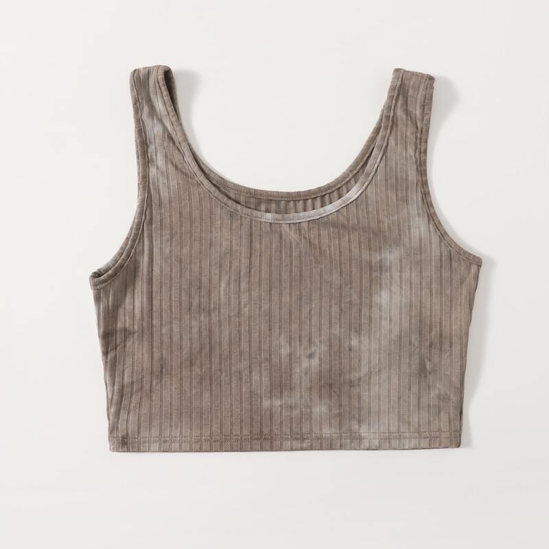 

Tie Dye Ribbed Tank Top, Mocha brown