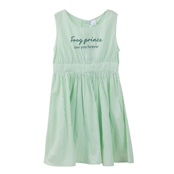 

Girls Letter & Striped Graphic Dress, Pastel mint green