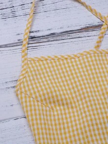 Lace Up Backless Gingham Crop Cami Top - Multicolor - View 5