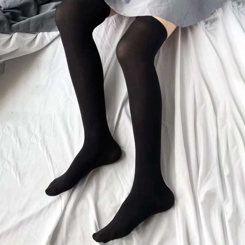 

1pair Solid Over The Knee Socks, Black