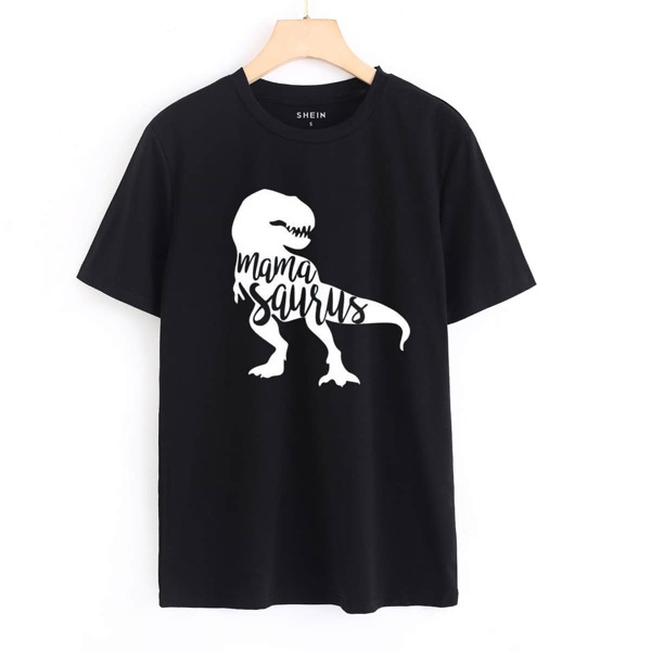 

Dinosaur & Letter Graphic Tee, Black