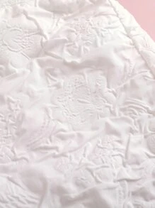 SHEIN 小女童方領紐扣短版上衣和短褲 - 白色 - 查看 5