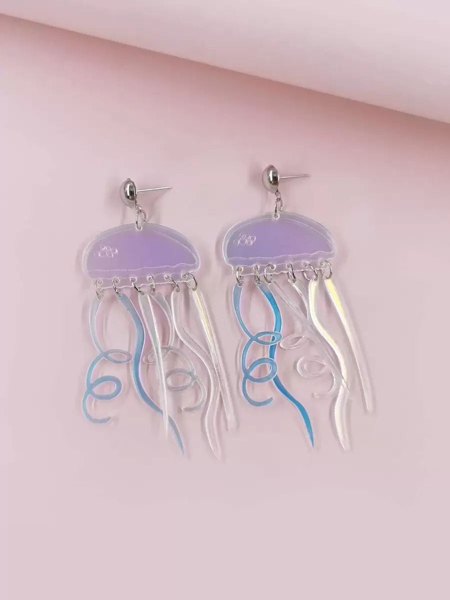 Jellyfish Design Drop Earrings - Multicolor - View 1
