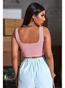 Solid Ribbed Crop Tank Top