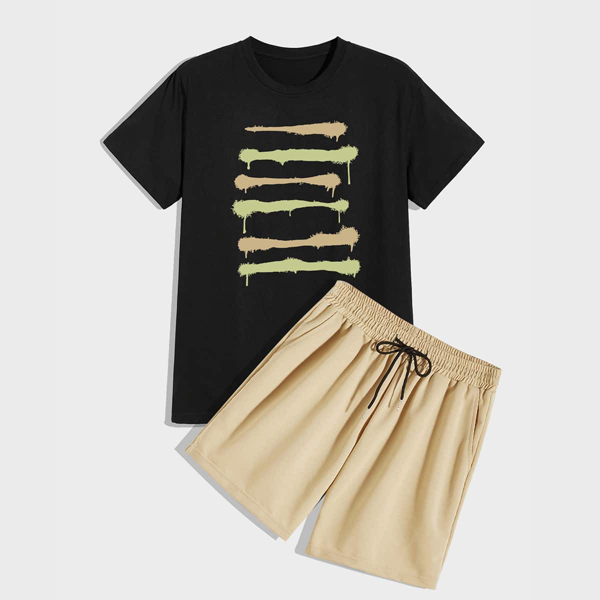 

Guys Graphic Tee & Drawstring Shorts, Multicolor