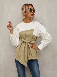 SHEIN LUNE Top 2 en 1 con cinturón de espalda con abertura de ojo - Multicolor - Ver 1