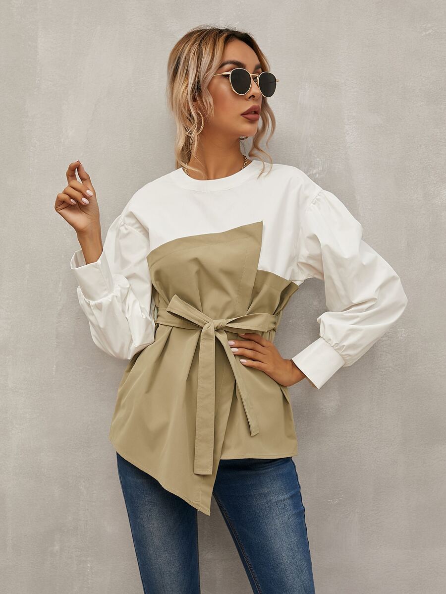 SHEIN LUNE Top 2 en 1 con cinturón de espalda con abertura de ojo - Multicolor - Ver 1