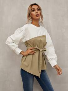 SHEIN LUNE Top 2 en 1 con cinturón de espalda con abertura de ojo - Multicolor - Ver 5
