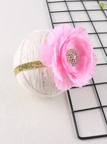 女嬰攝影羽毛裝飾翅膀和花卉髮帶 - 粉色 - 查看 4