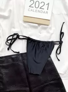 SHEIN Swim Pantaleta De Bikini Sólida Con Cintas Laterales