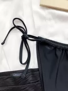 SHEIN Swim Pantaleta De Bikini Sólida Con Cintas Laterales