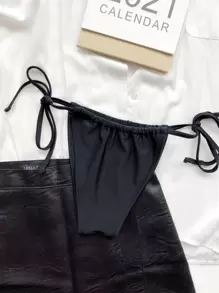 SHEIN Swim Pantaleta De Bikini Sólida Con Cintas Laterales