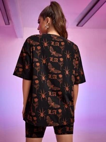 Nora Ink Spider & Butterfly Print Tee - Multicolor - View 2