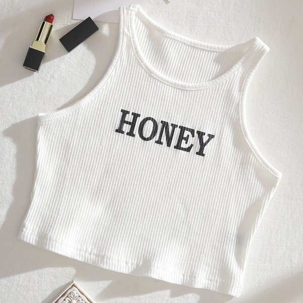 

Letter Graphic Tank Top, White