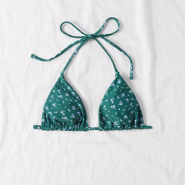 

Ditsy Floral Ruched Halter Bikini Top, Multicolor