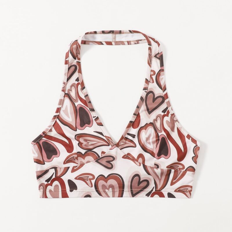 

Heart Print Halter Top, Multicolor