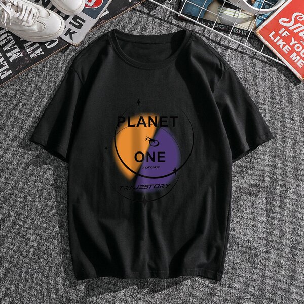 

Men Letter Graphic Short Sleeve Tee, Black