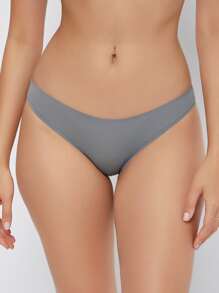 SHEIN Bragas sin costura unicolor - Gris - Ver 4