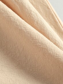 小女童紐扣流蘇邊紙袋短褲 - 卡其色 - 查看 4