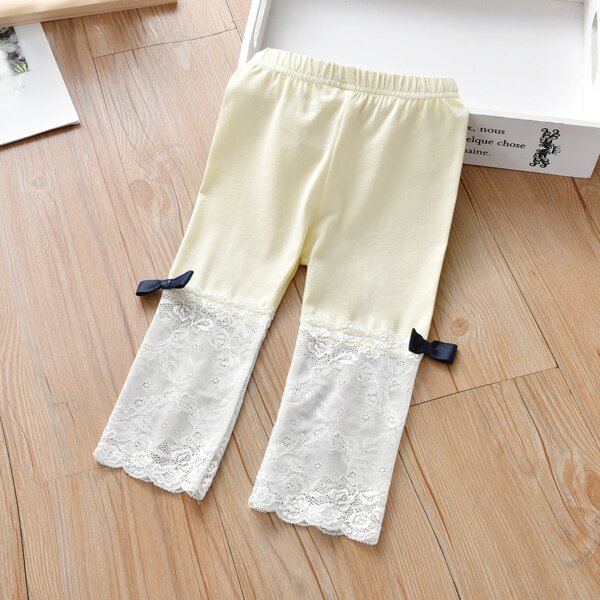 

Toddler Girls Contrast Lace Panel Leggings, Apricot