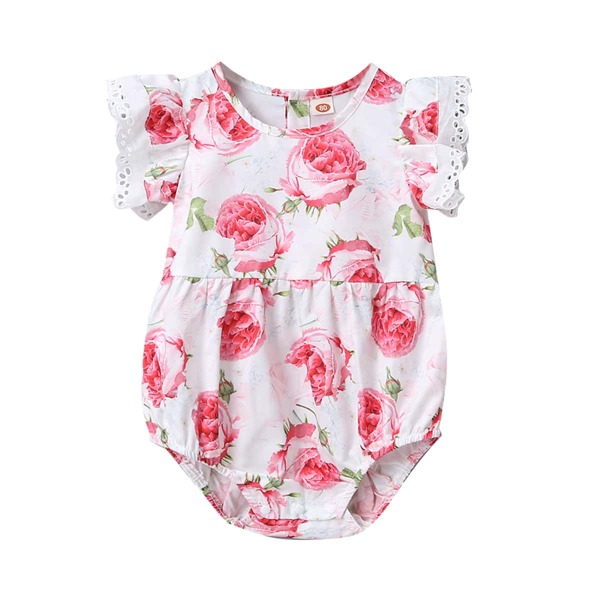 

Baby Girl Floral Print Butterfly Sleeve Bodysuit, Multicolor