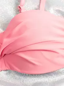 SHEIN Swim Bộ bikini nhiệt đới gồm áo ngực nâng ngực xoắn và quần bikini 2 mảnh đồ bơi mùa hè - Nhiều màu - Xem 6