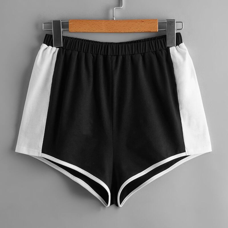

Colorblock Track Shorts, Black and white