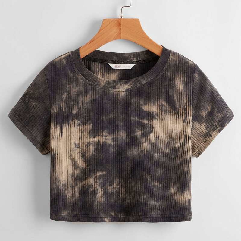 

Tie Dye Ribbed Tee, Multicolor