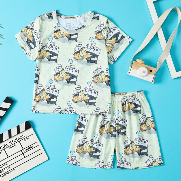 

Toddler Boys Cartoon Graphic Tee & Shorts, Multicolor