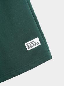 Manfinity Homme 男士三件套字母拼接抽绳腰短裤外出纯色短裤，适合送给老公、男朋友的礼物 - 彩色 - 查看 3