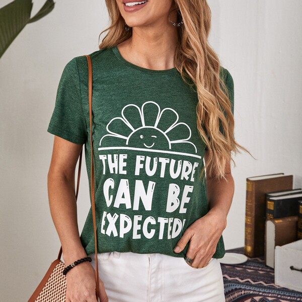 

Letter & Cartoon Graphic Tee, Green