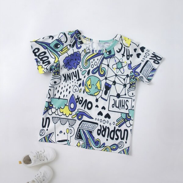 

Toddler Boys Cartoon And Letter Graphic Tee, Multicolor