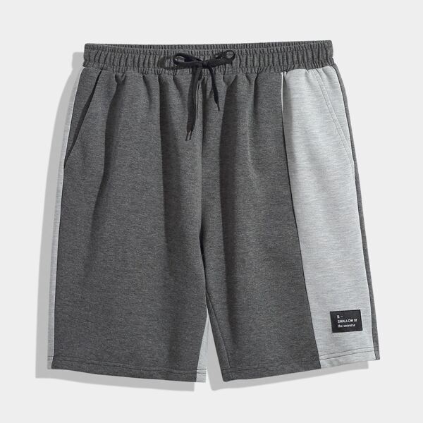 

Men Letter Patched Drawstring Shorts, Grey