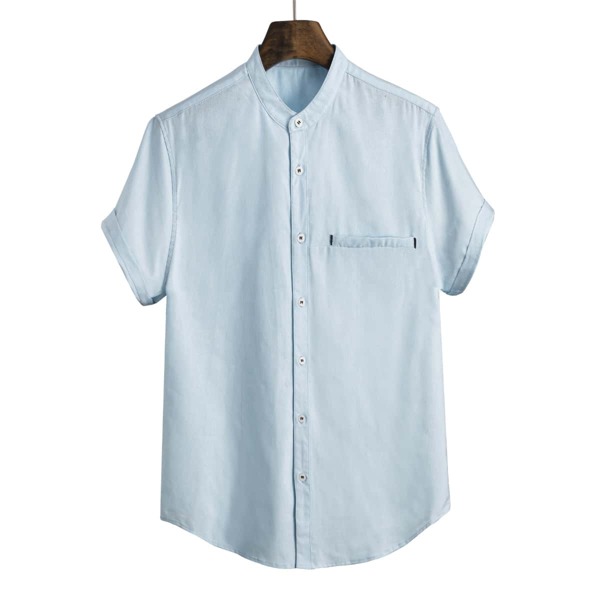 

Men Solid Button Up Shirt, Baby blue