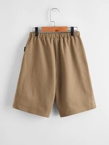 SHEIN 男孩貼布細節運動短褲 - 摩卡棕 - 查看 2