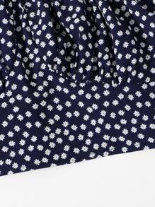 SHEIN Unity 小碎花抽褶短版上衣 - 藏蓝色 - 查看 3