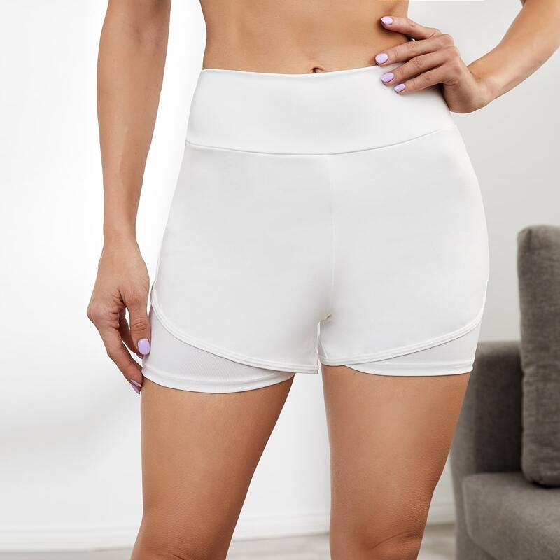 

Wide Band Waist 2 In 1 Sports Shorts, White