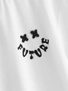 男孩字母圖案T恤 - 白色 - 查看 3